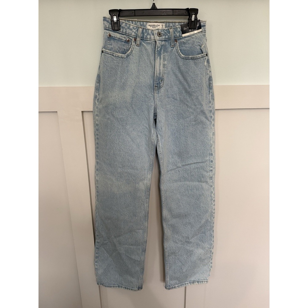 Abercrombie & Fitch NWT The 90's Relaxed High Rise Jeans 4 Long Curve Love Blue